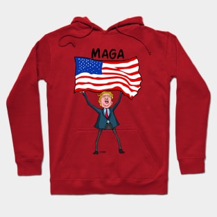 Trump Carry US Flag with MAGA Hoodie